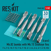 Mk.82 Bombs With Mk.15 Snakeye Fins (6 pcs) (F-4, F-5, F-8, F-15, F-16, F-18, A-1, A-4, A-6, A-7, A-10, Kfir)