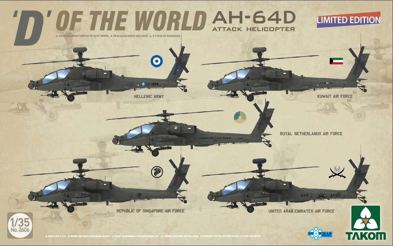 Takom 1/35 scale AH-64D Apache Longbow plastic model kit
