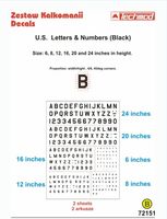 U.S. Letters & Numbers Black (size 6,8,12,16,20 i 24 cale)