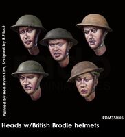 Heads w/British Brodie helmets (5. pcs) - Image 1