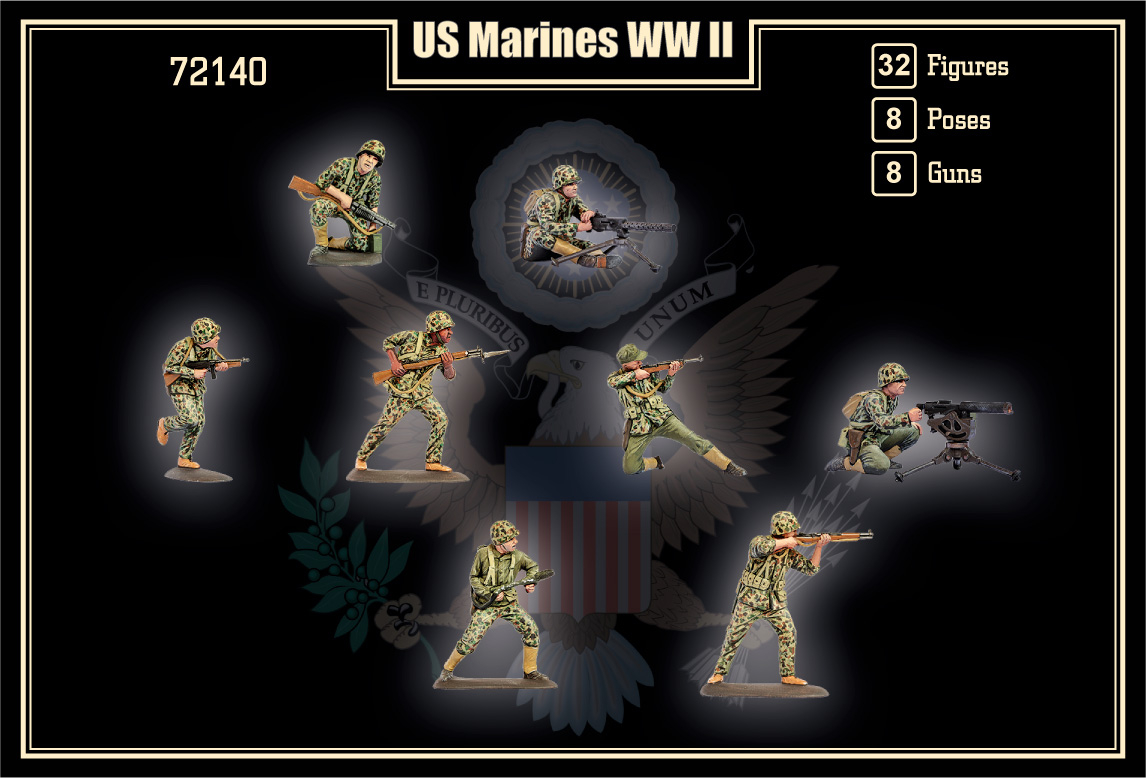 US WWII Marines (32 figures in 8 poses) Mars 72140