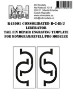 Consolidated B-24D/J Liberator Tail Fin repair engraving template for Monogram and Revell