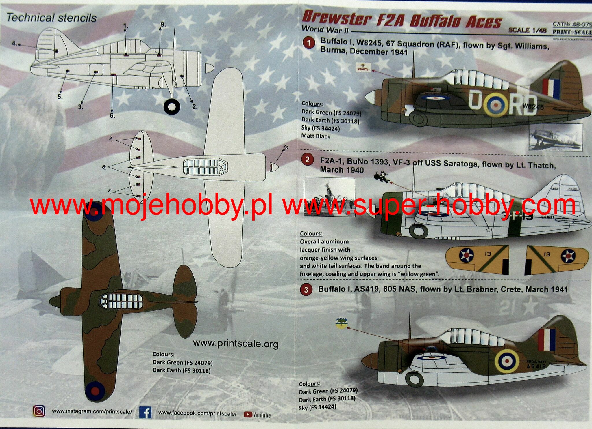 Brewster F2A Buffalo l Print Scale -48-075 Brewster F2A Buffalo l Print Scale -48-075