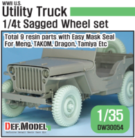 WW2 U.S Willys MB Sagged wheel set(2) (for Tamiya, Takom, Dragon, Meng 1/35)