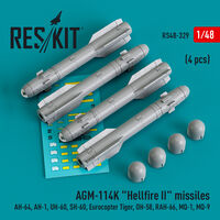 AGM-114K Hellfire II Missiles (4pcs) (AH-64, AH-1, UH-60, SH-60, Eurocopter Tiger, OH-58, RAH-66, MQ-1, MQ-9) (3D Printed)