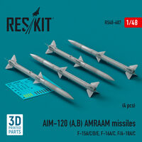 AIM-120 (A, B) AMRAAM Missiles (4pcs) (F-15A/C/D/E, F-16A/C, F/A-18A/C) (3D Printed) - Image 1
