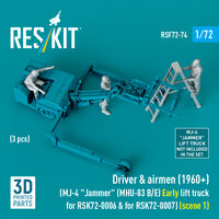 Driver & Airmen (1960+) (3pcs) (MJ-4 Jammer (MHU-83 B/E) Early Lift Truck For RSK72-0006 & For RSK72-0007) (Scene 1) (3D Printed)