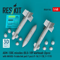 AGM-130C Missiles (BLU-109 Earhead) (2pcs) With AN/AXQ-14 Data Link Pod (1pc) (F-16I, F-15E, F-111F) (3D Printed) - Image 1