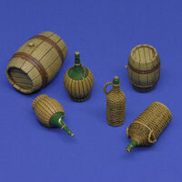 Wicker Bottles And Small Barrels