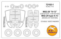 MiG-29 "9-13" (ICM), MiG-29 type 9.13 (MODELIST) (double sided) + wheels masks - Image 1