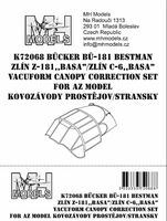 Bcker B-181 Bestman/Zln Z-181 ,,Basa"/Zln C-6 ,,Basa" vacuform canopy correction set for AZ Model/Kovozvody Prostjov/ Stransky - Image 1