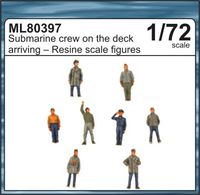 Submarine crew on the deck arriving