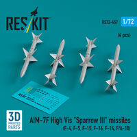 AIM-7F High Vis Sparrow III Missiles (4 pcs) (F-4, F-5, F-15, F-16, F-14, F/A-18) (3D Printed) - Image 1
