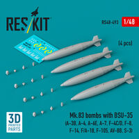 Mk.83 Bombs With BSU-35 (4pcs) (A-3B, A-4, A-6E, A-7, F-4C/D, F-8, F-14, F/A-18, F-105, AV-8B, S-3) (3D Printed) - Image 1