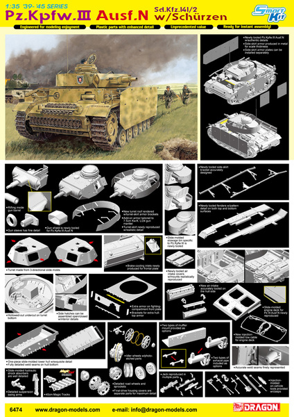 German PzKpfw III Ausf.N (SdKfz 141/2) with Schurzen Dragon 6474