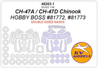 CH-47A / CH-47D Chinook (Hobby Boss #81772, #81773) - Double Sided And Wheels Masks