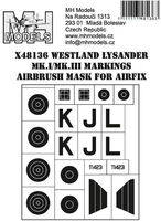 Westland Lysander Mk.I/Mk.III Markings Airbrush Mask For Airfix - Image 1