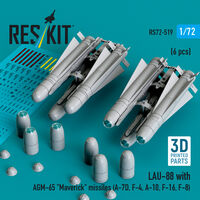LAU-88 With (2pcs) AGM-65 Maverick Missiles (6pcs) (A-7D, F-4, A-10, F-16) (3D Printed)