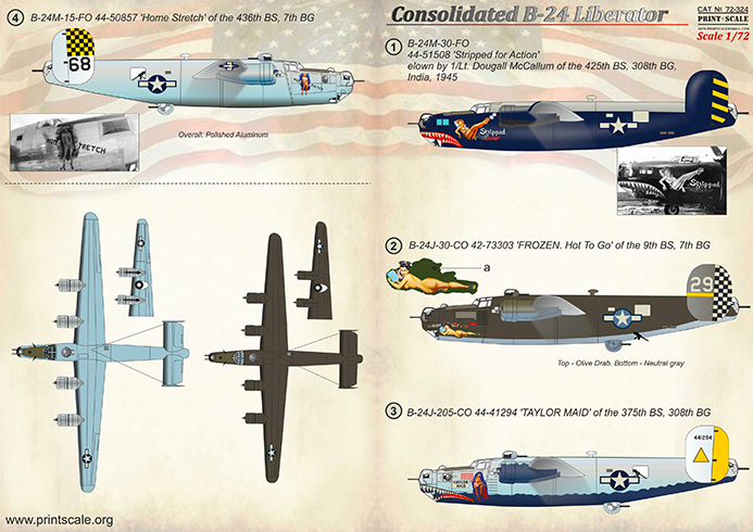 Print Scale 72-324 1/72 B-24 Liberator Part 2 In the complete set 1,5 sheets 