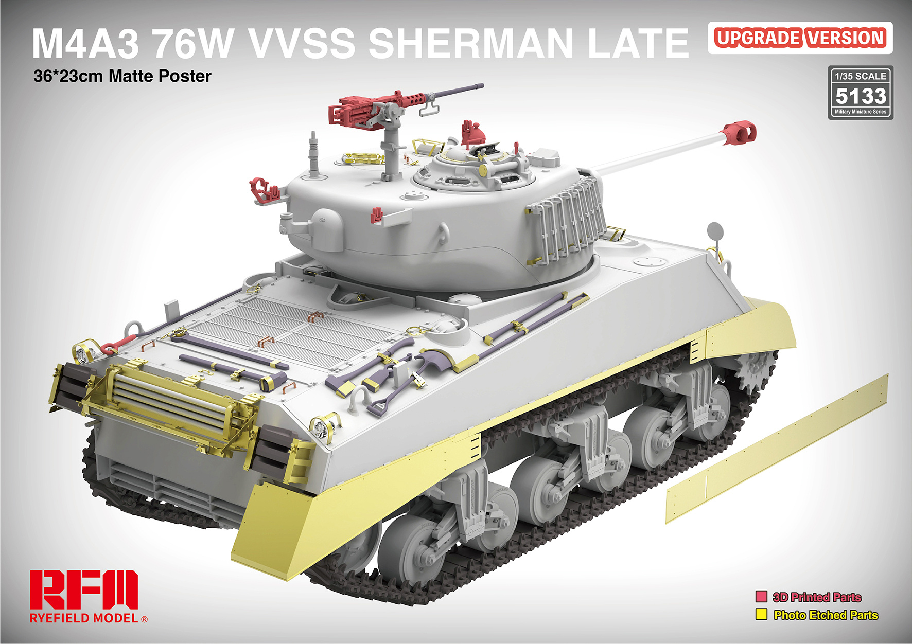 M4A3 76W VVSS Sherman Late Updated Version Rye Field Model -RM-5133