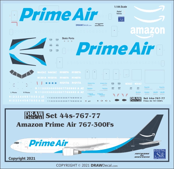 Boeing 767-300F - Amazon Prime Air Draw Decal -44-767-77