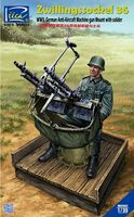 Zwillingssockel 36 WWII German Anti-Aircraft Machine gun Mount with soldier