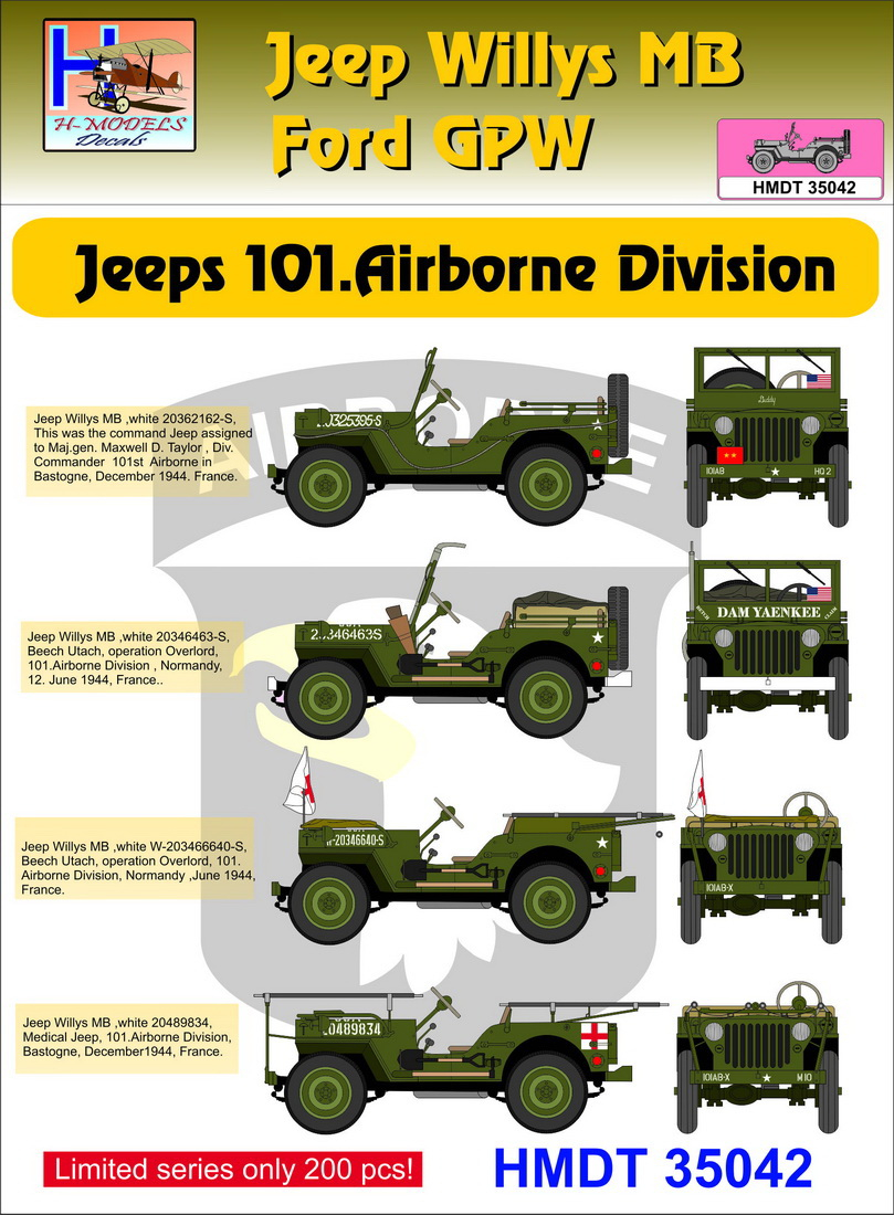 Willys Jeep MB/Ford GPW: 101st Airborne Division H-Model Decals