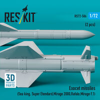 Exocet Missiles (2pcs) (Sea King, Super Etendard, Mirage 2000, Rafale, Mirage F.1) (3D Printed) - Image 1