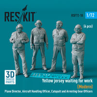 Yellow Jersey Waiting For Work (Modern) Plane Director, Aircraft Handling Officer, Catapult And Arresting Gear Officers (4pcs) (3D Printed) - Image 1
