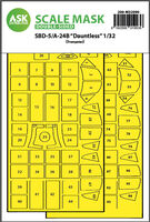 Douglas SBD-5/A-24B Dauntless - canopy frame paint mask inside and outside (for Trumpeter kits)