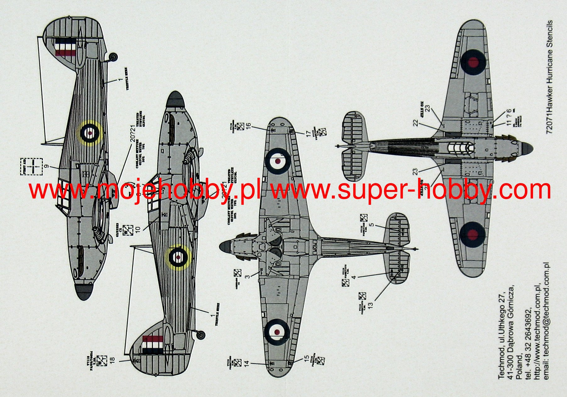 Techmod Decals 1//72 Hawker Hurricane Stencils Mk.I//II//IV # 72071