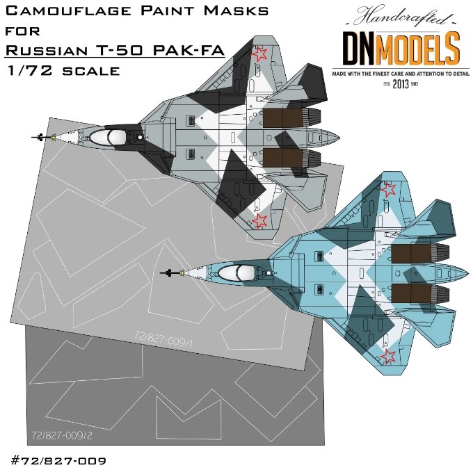 Splinter Camo Mask set Sukhoi PAK-FA T-50 Stealth 1/72 Camouflage by DN Models 