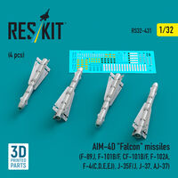 AIM-4D Falcon Missiles (4pcs) (F-89J, F-101B/F, CF-101B/F, F-102A, F-4(C, D, E, EJ), J-35F/J, J-37, AJ-37) (3D Printed) - Image 1