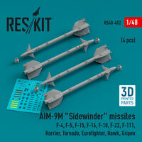 AIM-9M Sidewinder Missiles (4pcs) (F-4, F-5, F-15, F-16, F-18, F-22, F-111, Harrier, Tornado, Eurofighter, Hawk, Gripen) (3D Printed) - Image 1
