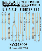 USAAF Full Colour 3D Decals Fighter Seat Belts (P-51, P-47, P-40, P-38 and F4F)